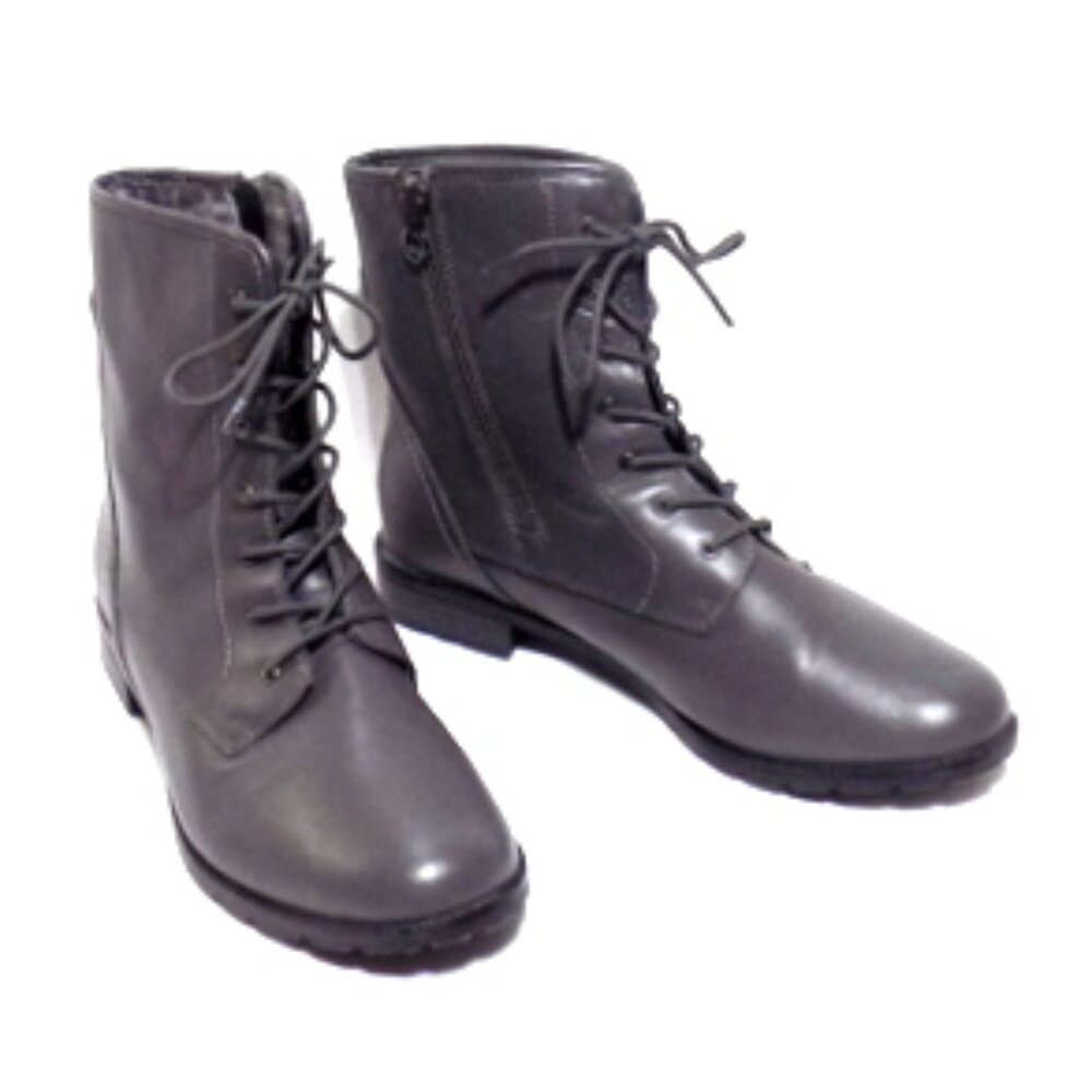 Sporto Women’s Faux Leather Side Zip Lace Up Boots – Size: 11 M